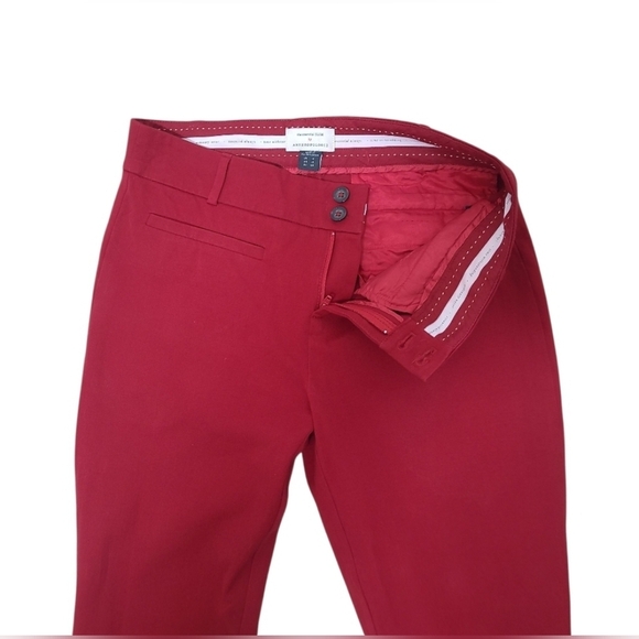 Anthropologie Red Cropped Slim Trousers Pants Size 8 - Picture 4 of 8